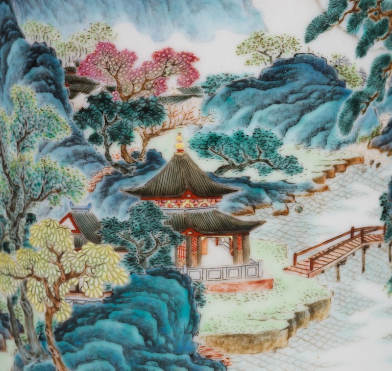 清乾隆 粉彩九江琵琶亭山水圖筆筒 | AN EXTREMELY RARE AND IMPORTANT 'TANG YING' FAMILLE ROSE BRUSHPOT, BITONG - 图38