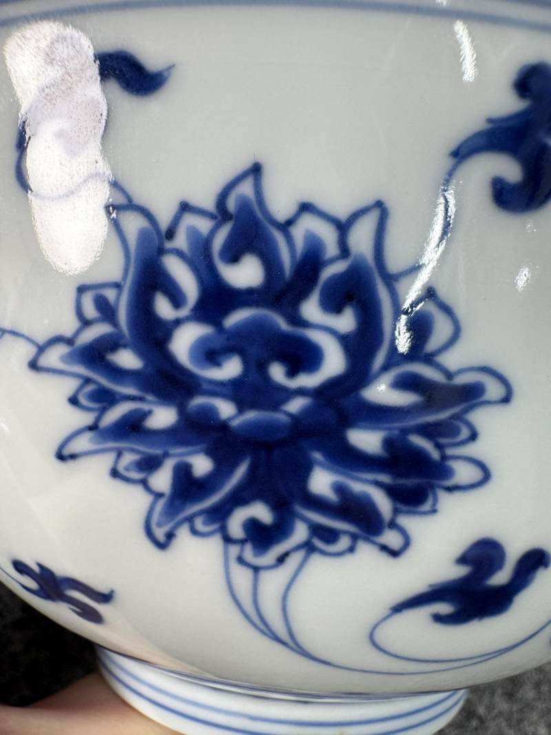 清康熙 青花纏枝蓮紋碗一對 - 图25
