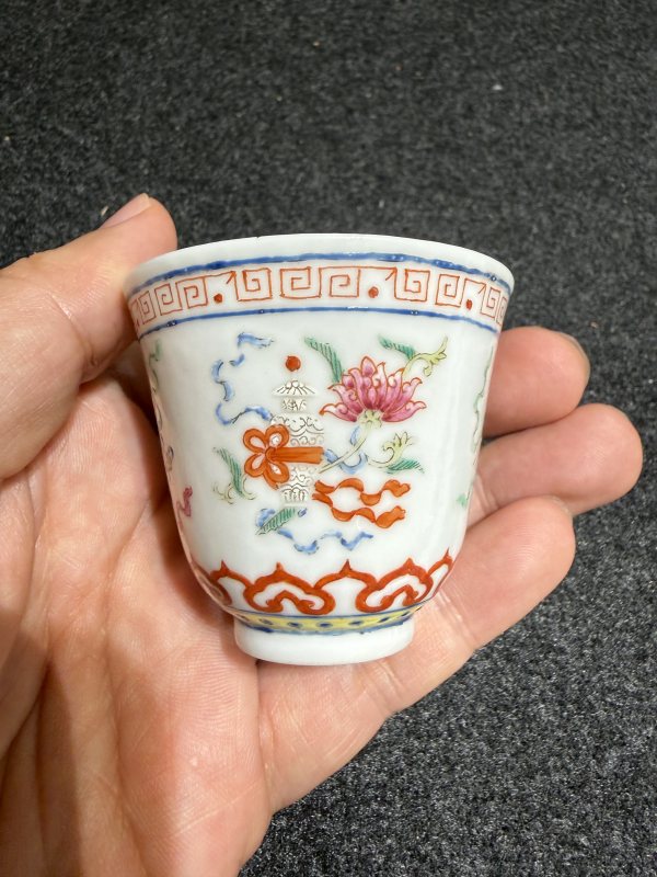 清光緒粉彩八吉祥紋杯一對 - 图13