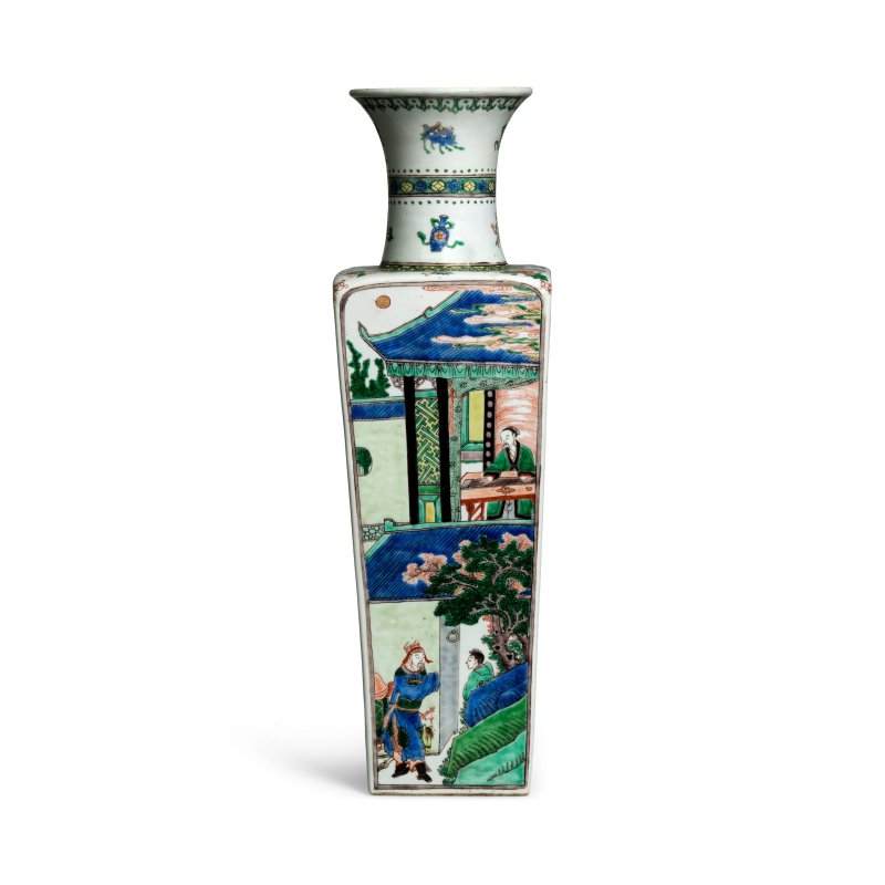清康熙 五彩人物故事圖方瓶 | A FAMILLE VERTE 'FOUR NARRATIVES' SQUARE VASE - 图4