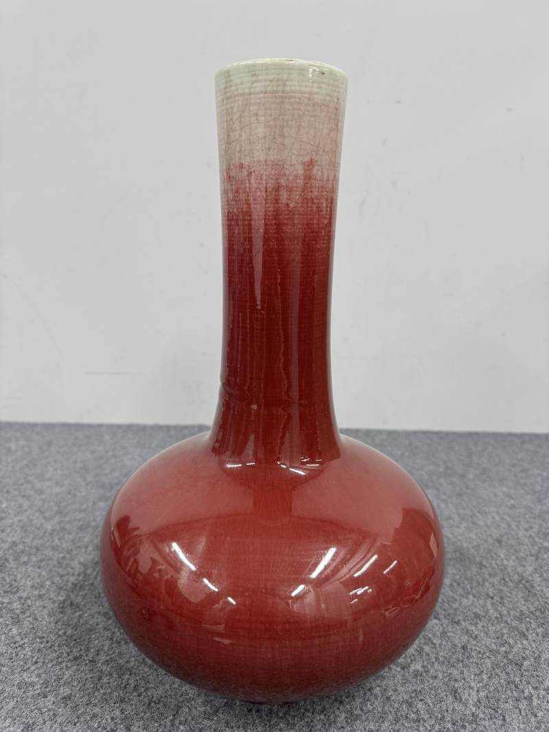 清康熙 郎窯紅釉長頸瓶 - 图5