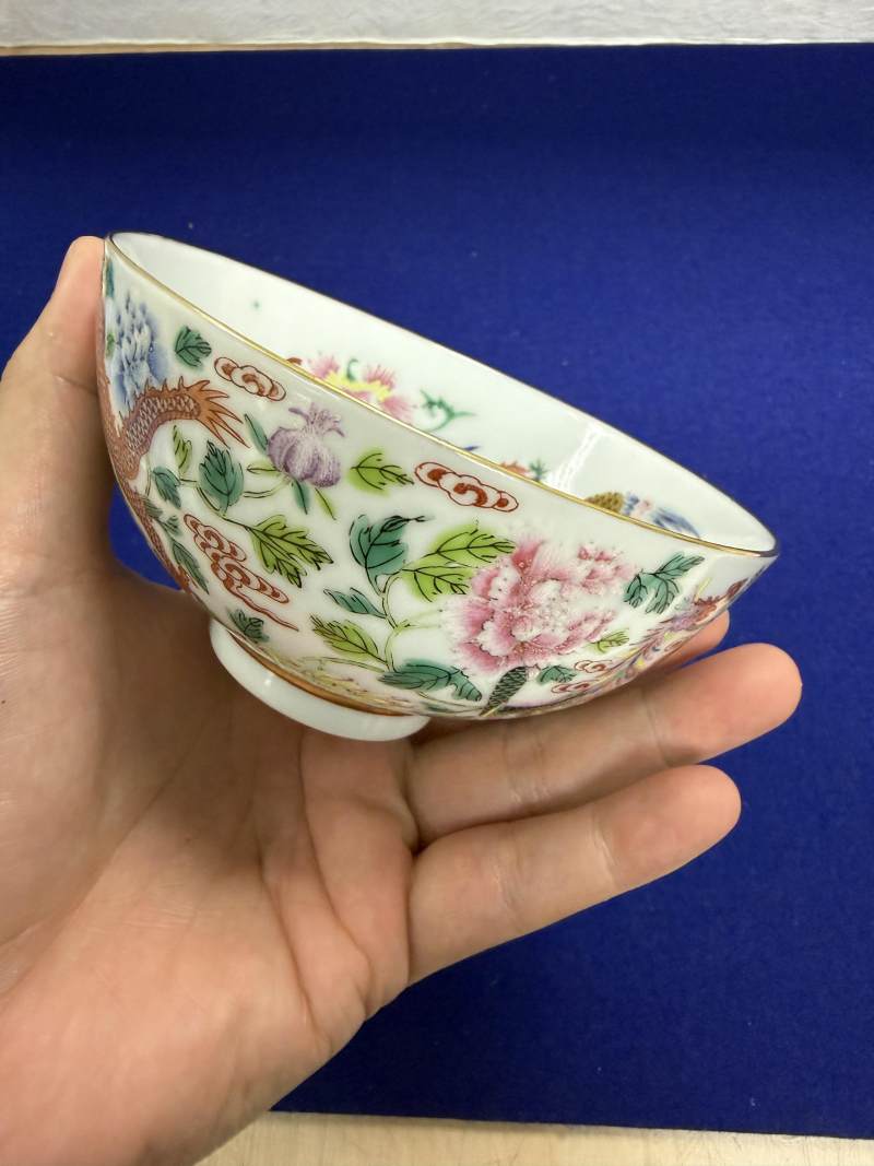 清嘉慶 粉彩龍鳳穿花碗 - 图6