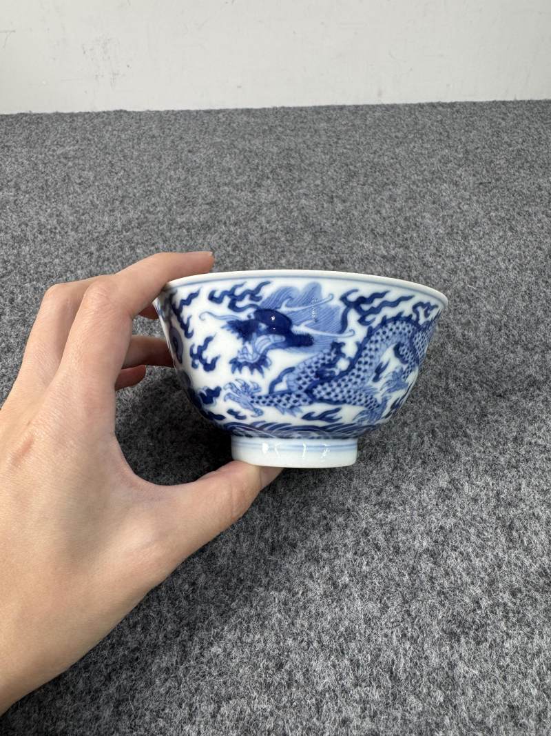 清道光 青花龍紋碗 - 图2