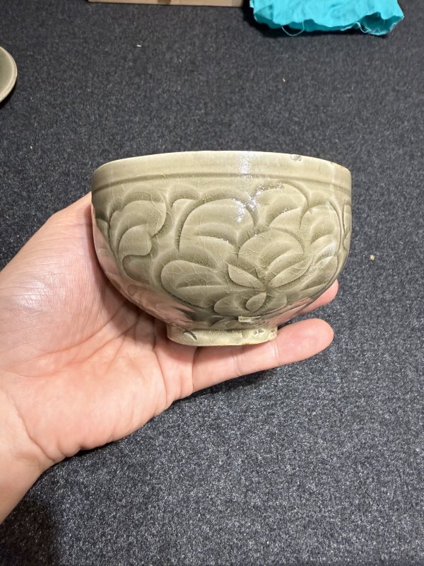 北宋耀州窯青釉刻劃花卉紋蓋罐 - 图4