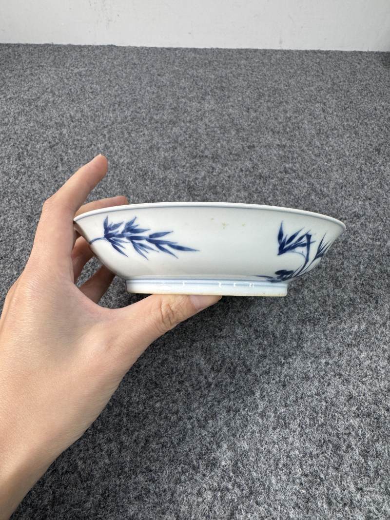 清雍正 青花竹紋盤 - 图8