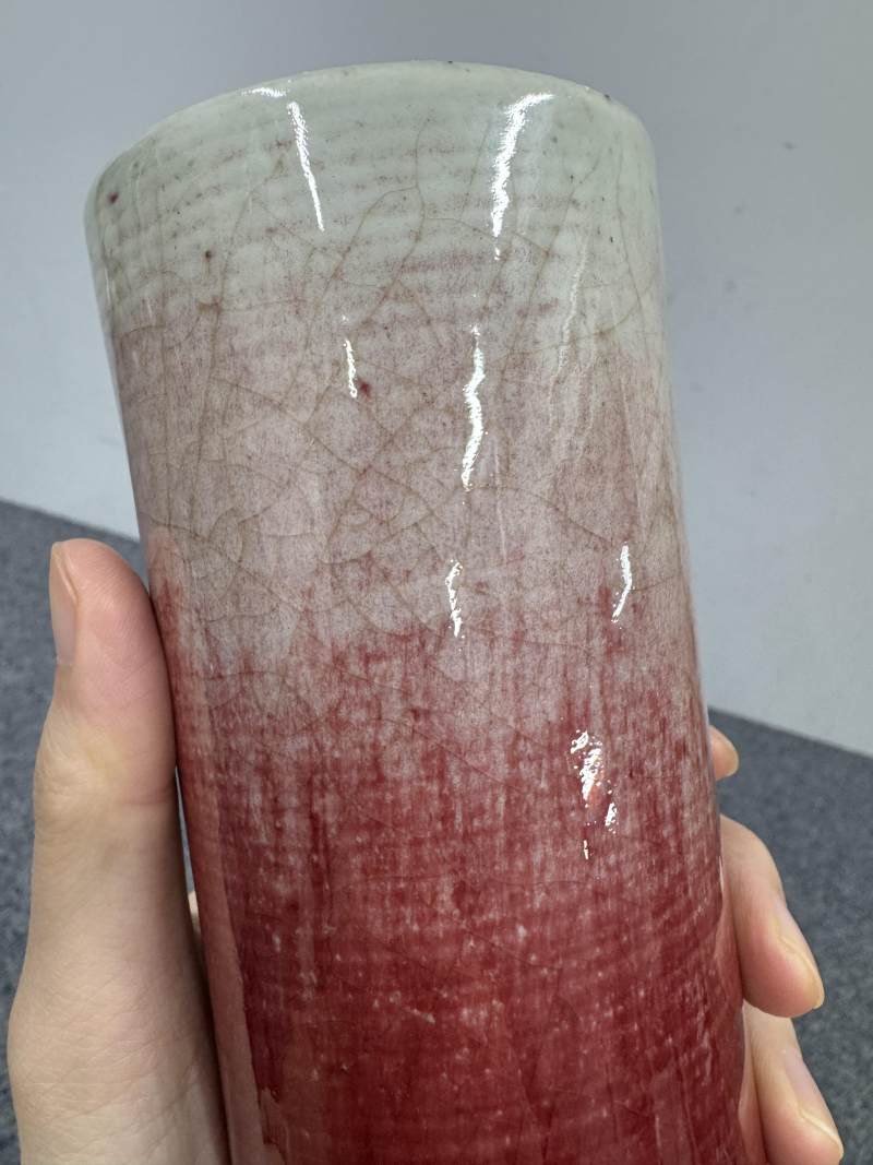 清康熙 郎窯紅釉長頸瓶 - 图7