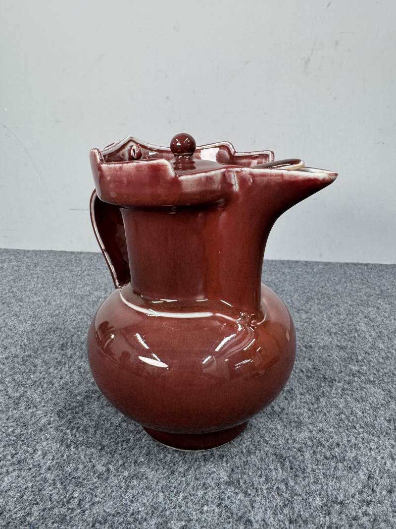 清康熙 霽紅釉僧帽壺 - 图7