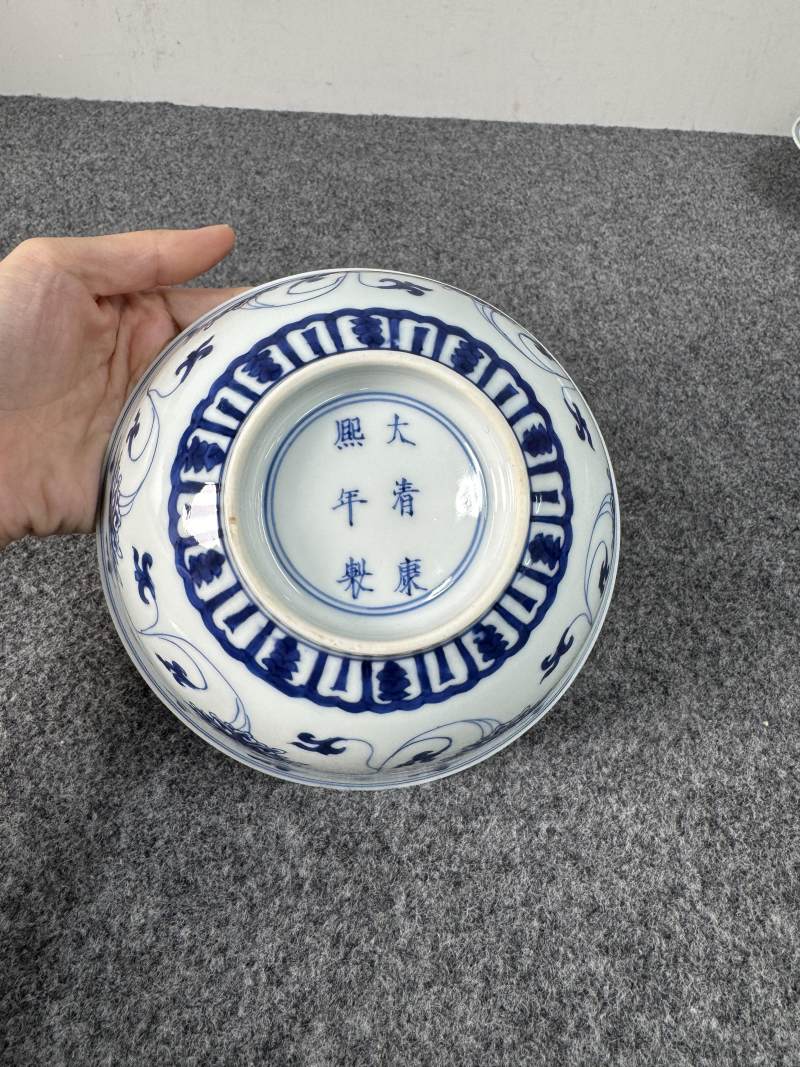 清康熙 青花纏枝蓮紋碗一對 - 图27