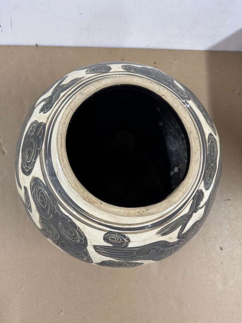 元 磁州窯褐彩鳳紋大罐 - 图4