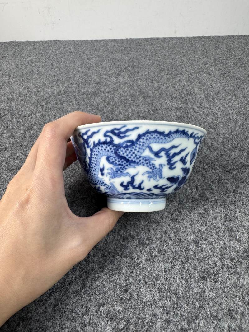 清道光 青花龍紋碗 - 图4