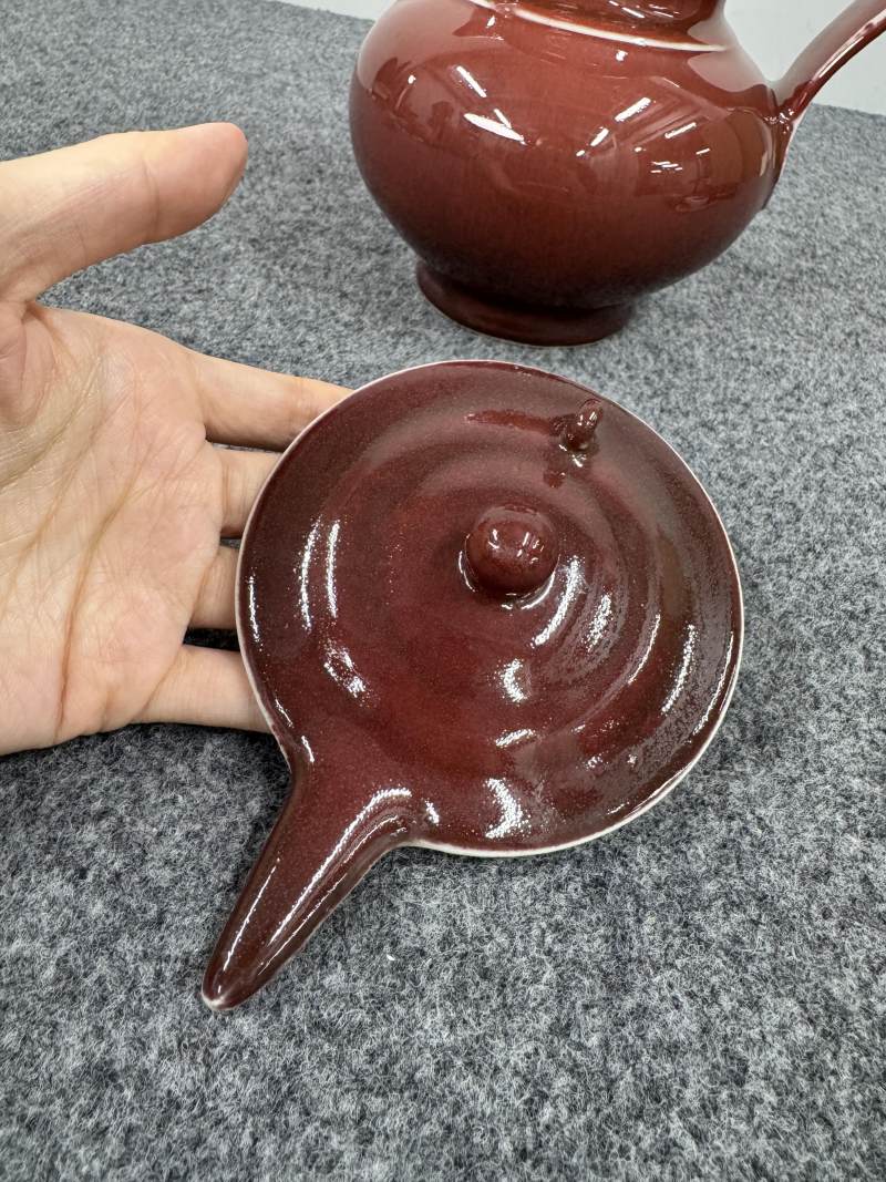 清康熙 霽紅釉僧帽壺 - 图10