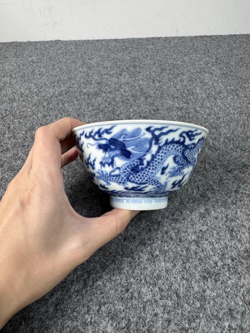 清道光 青花龍紋碗 - 图5