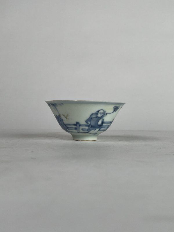 解放后 青花人物纹小杯 - 图3