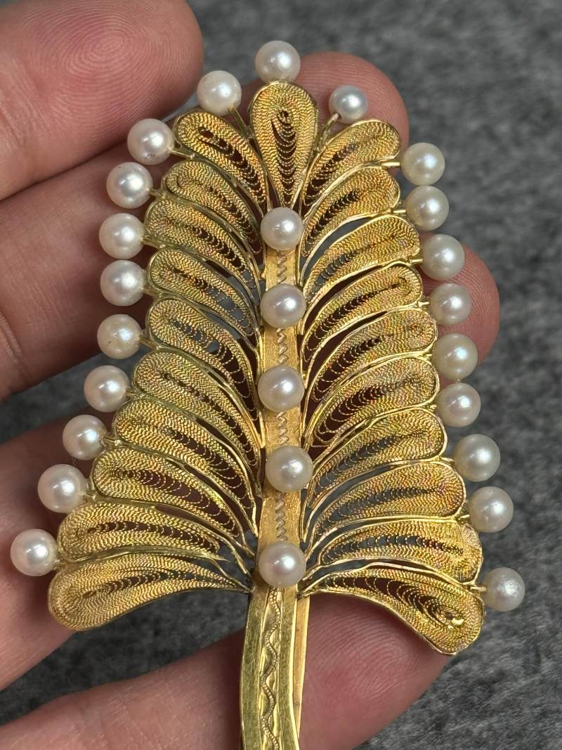 金質嵌珍珠髮簪 - 图4