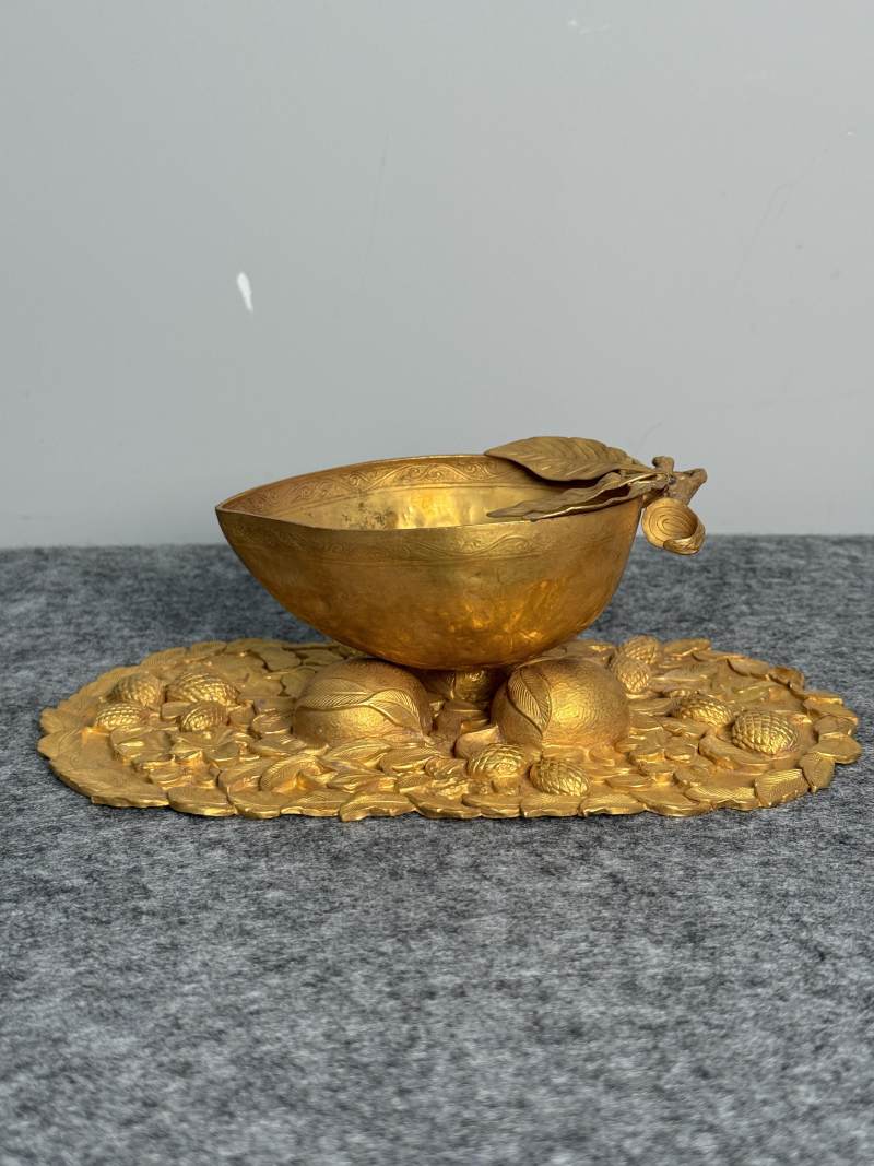 金質壽桃杯連托 - 图7