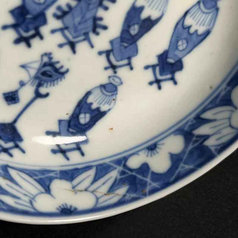 清晚期 青花博古图盘 - 图8