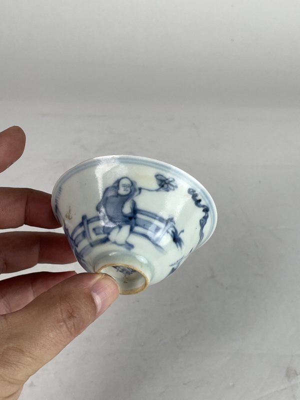 解放后 青花人物纹小杯 - 图6