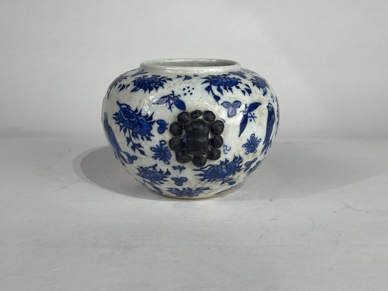 解放后 青花折枝花鸟纹水盂 - 图2