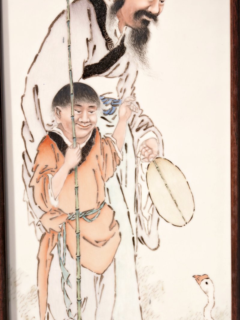 民国 刘希任作粉彩人物瓷板一组四件 - 图16