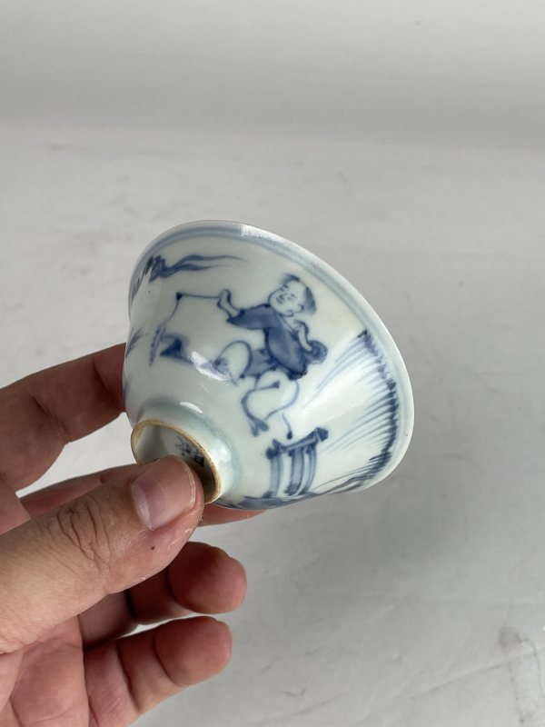 解放后 青花人物纹小杯 - 图7