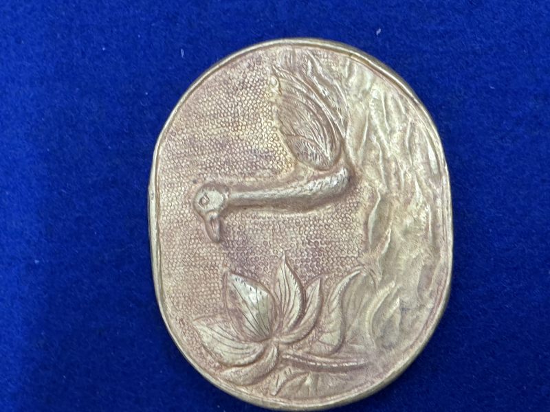 元-明 金質荷塘圖帶板一套十件 - 图57
