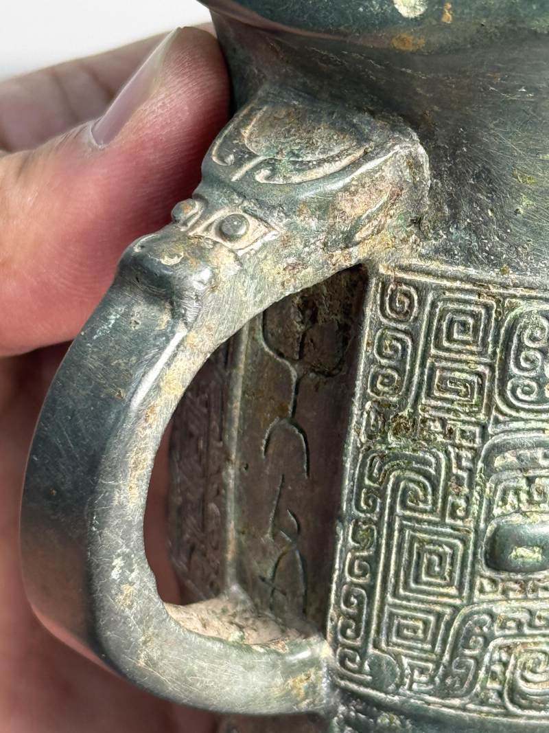 青銅「天父」獸面紋爵杯 - 图11