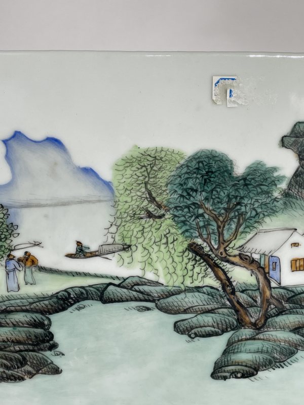 民国 粉彩山水纹瓷板 - 图3