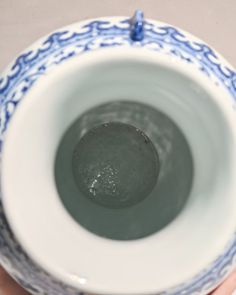 清雍正 青花缠枝花卉纹出戟双耳尊 - 图13