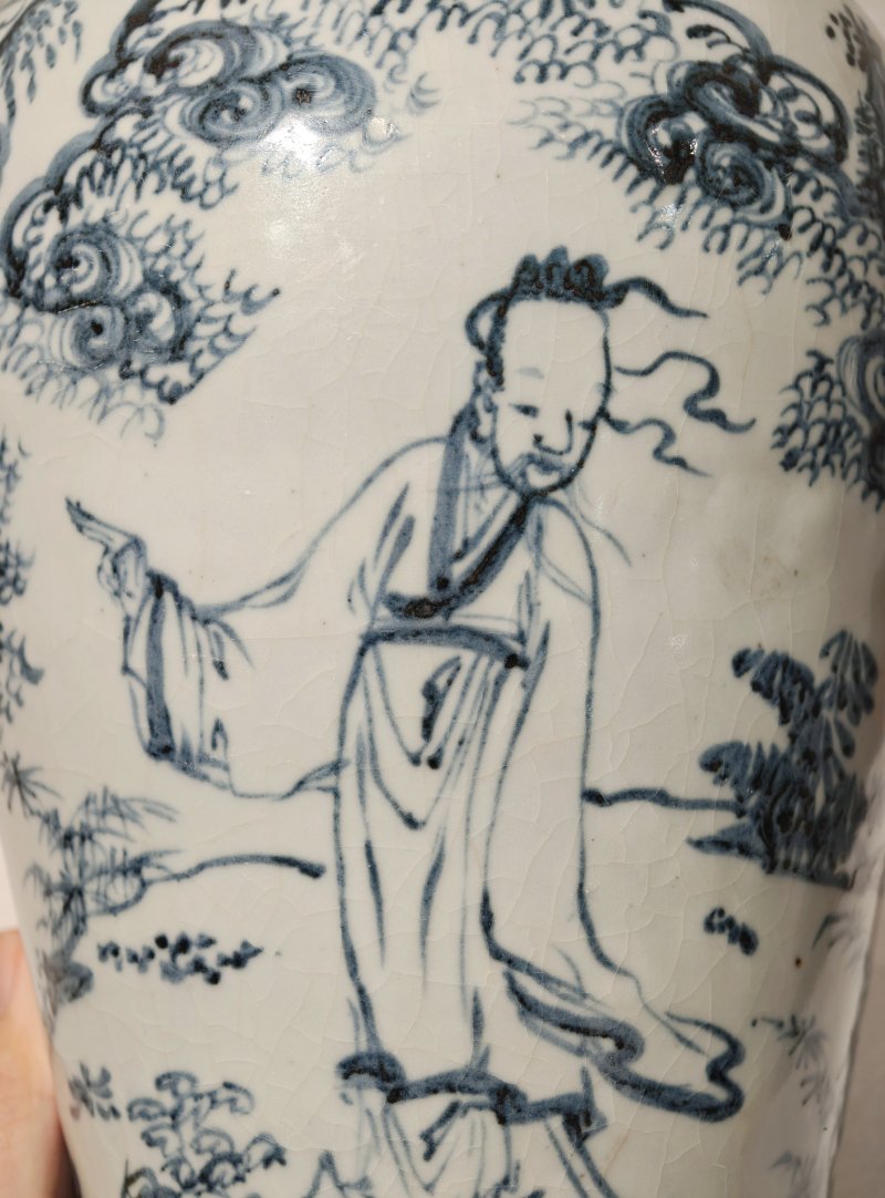 明正统至天顺 青花高士图带盖梅瓶 - 图18