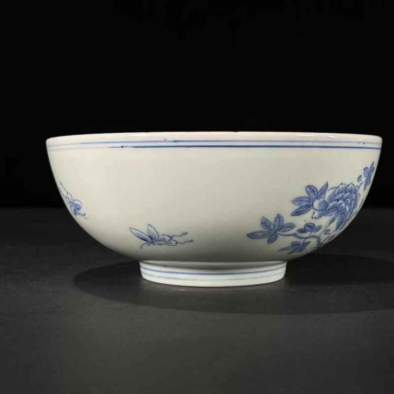 清嘉庆 青花花卉纹碗 - 图2