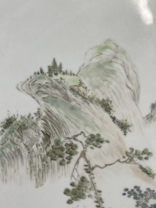 民国 浅降彩山水纹瓷板 - 图4