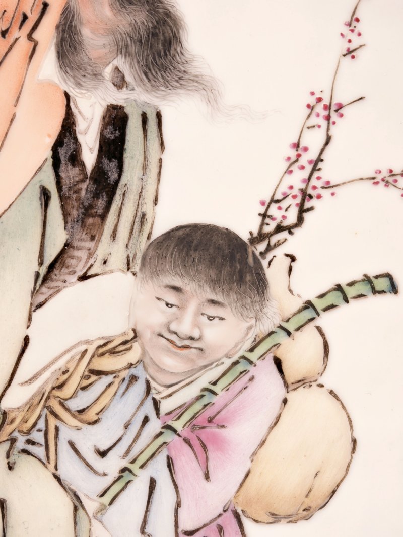 民国 刘希任作粉彩人物瓷板一组四件 - 图22