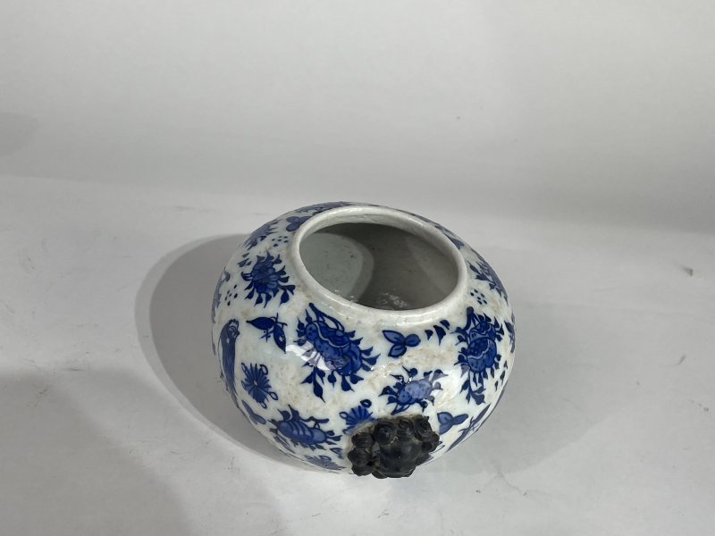 解放后 青花折枝花鸟纹水盂 - 图5