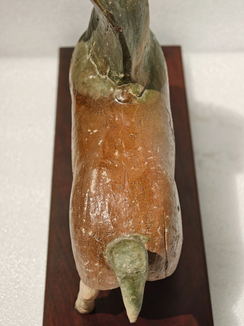 东汉 褐绿釉陶马及牵马俑 - 图12