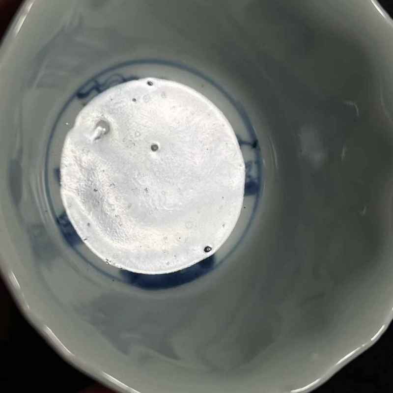 清康熙 青花婴戏图杯碟一套 - 图5