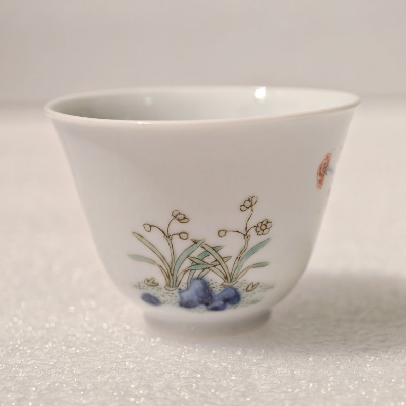 清康熙 五彩兰花花神杯 - 图3