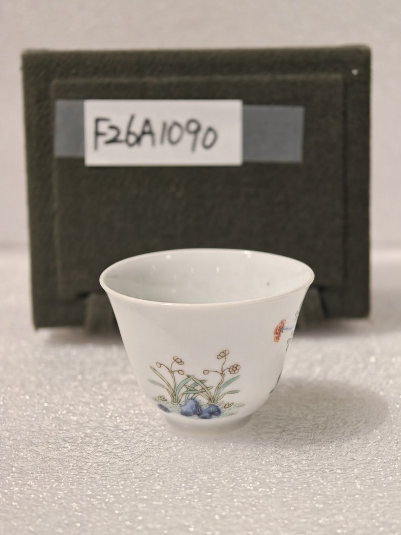 清康熙 五彩兰花花神杯 - 图2