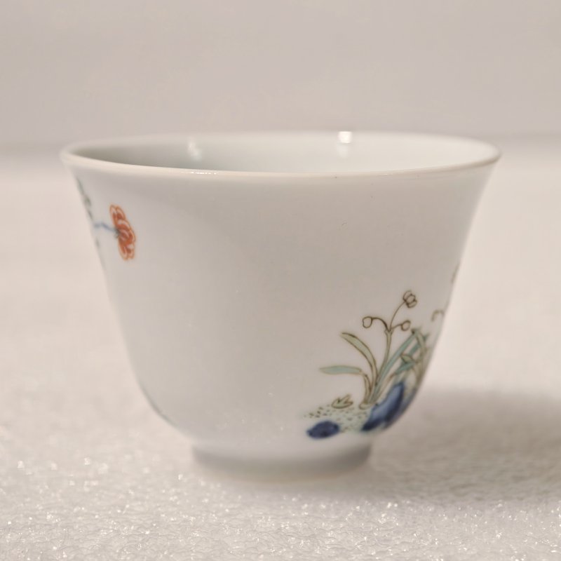 清康熙 五彩兰花花神杯 - 图6
