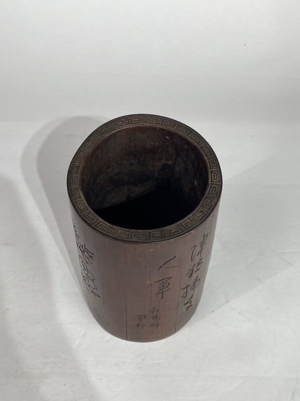 老竹雕笔筒 - 图5