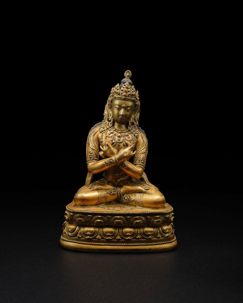 扎納巴扎爾風格 蒙古 十七/十八世紀早期 銅鎏金金剛總持像 | A GILT COPPER ALLOY FIGURE OF VAJRADHARA - 图2