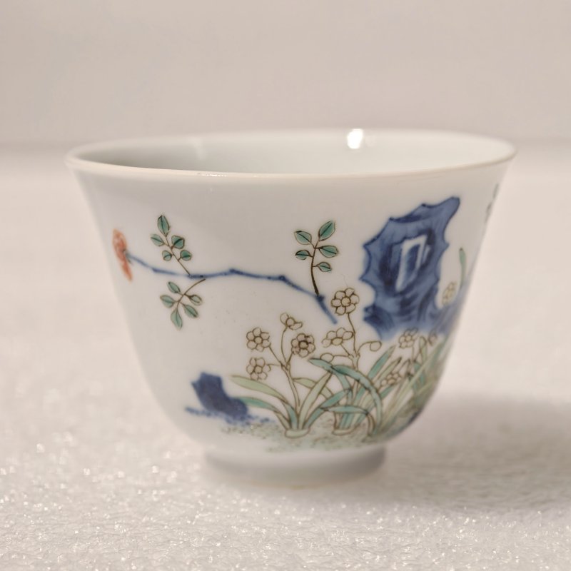清康熙 五彩兰花花神杯 - 图4
