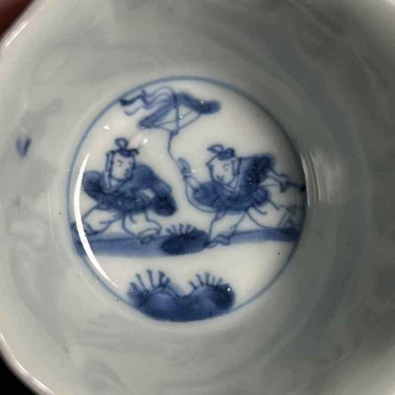 清康熙 青花婴戏图杯碟一套 - 图7
