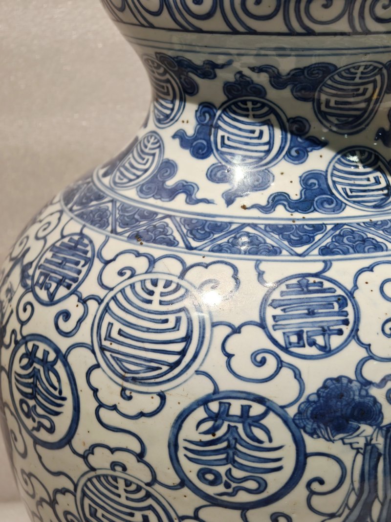 明嘉靖 青花仙人祝寿图大葫芦瓶 - 图26