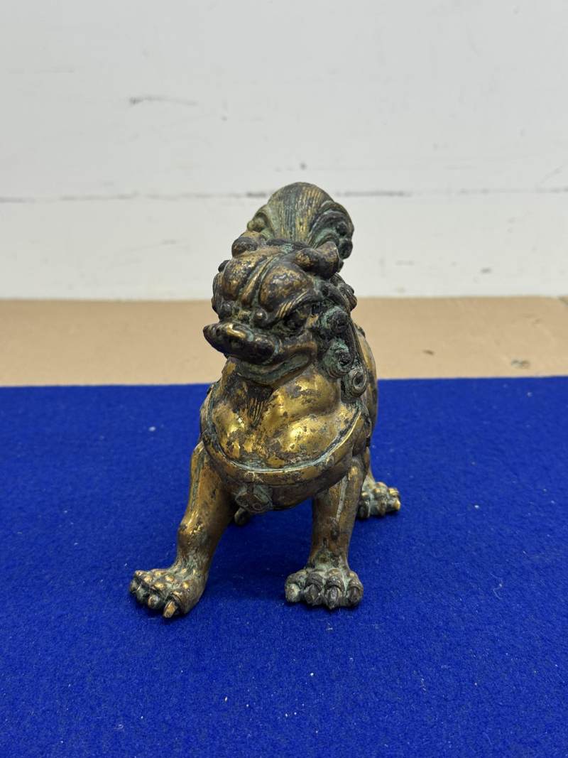 明 銅鎏金金立獅 - 图4