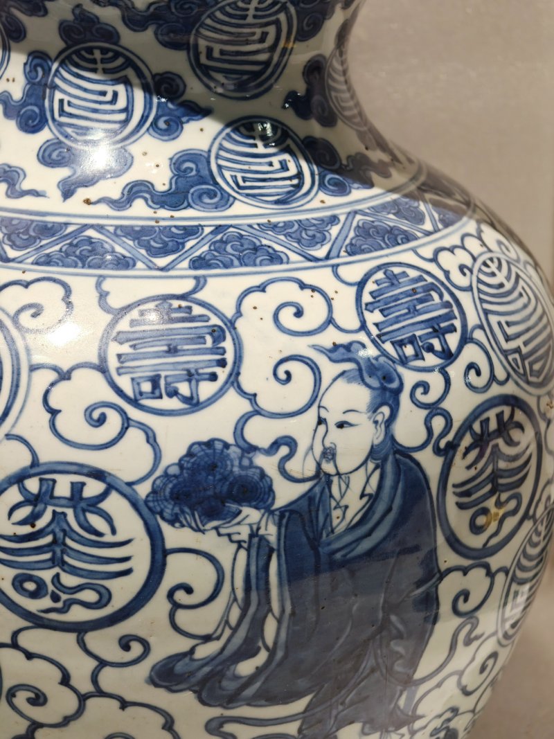 明嘉靖 青花仙人祝寿图大葫芦瓶 - 图27