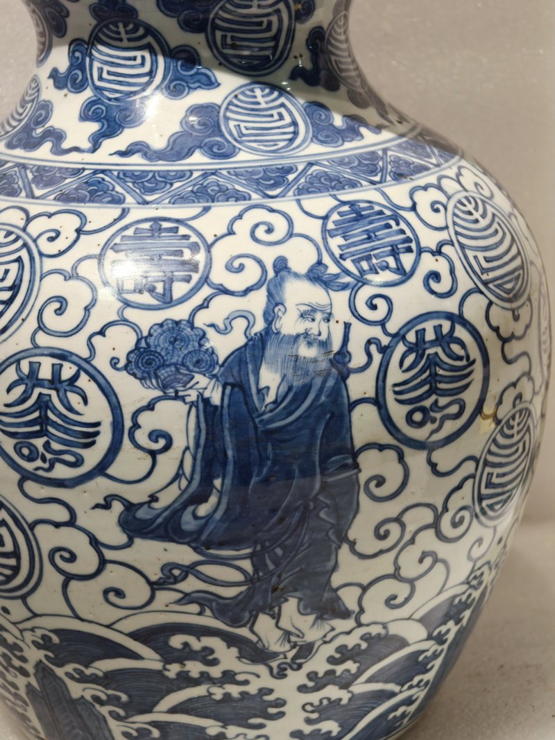 明嘉靖 青花仙人祝寿图大葫芦瓶 - 图28