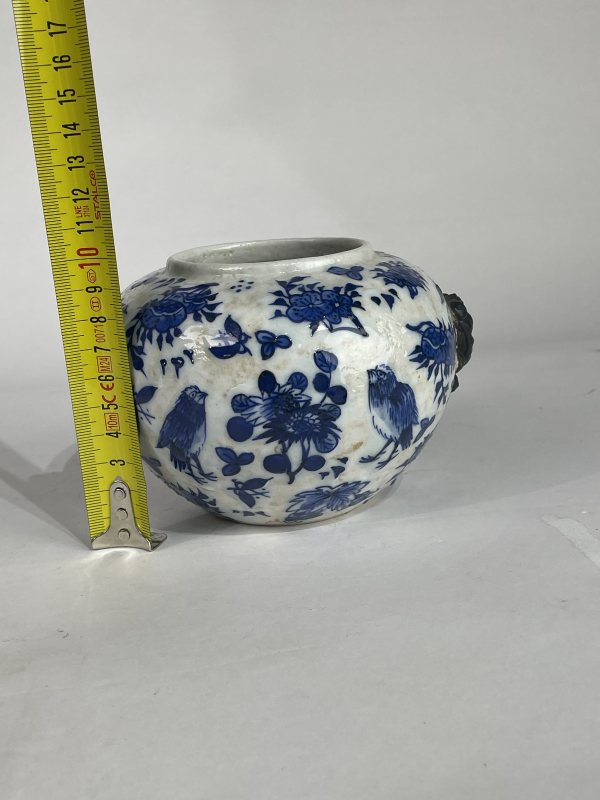 解放后 青花折枝花鸟纹水盂 - 图8