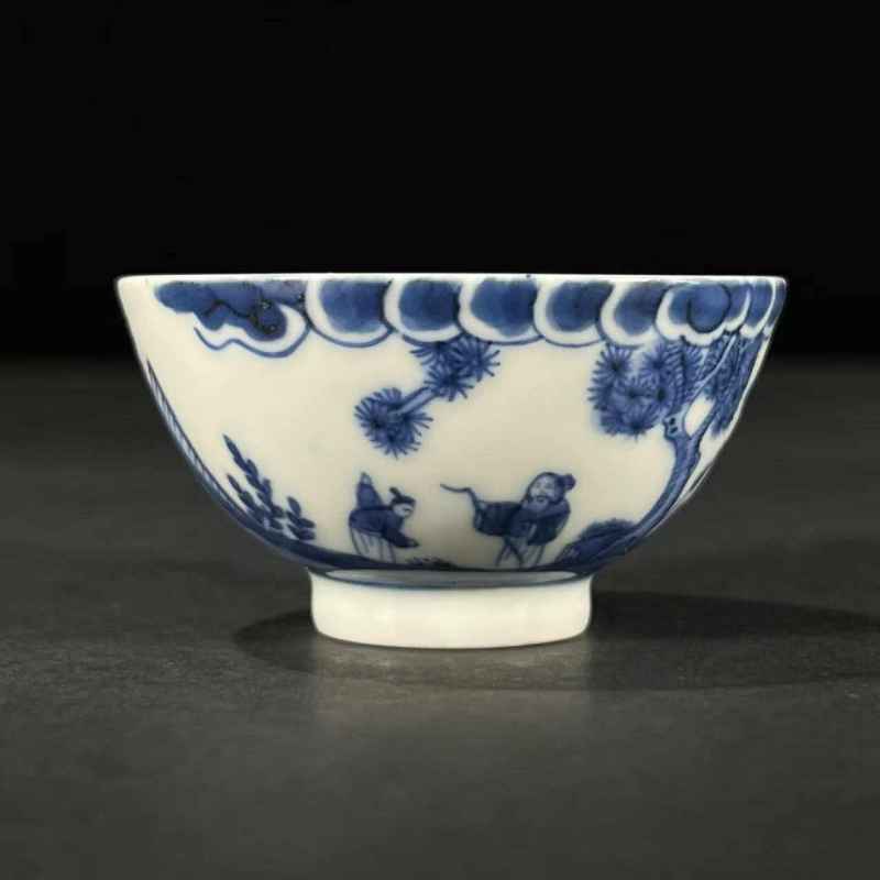 清中期 青花携琴访友图杯 - 图2