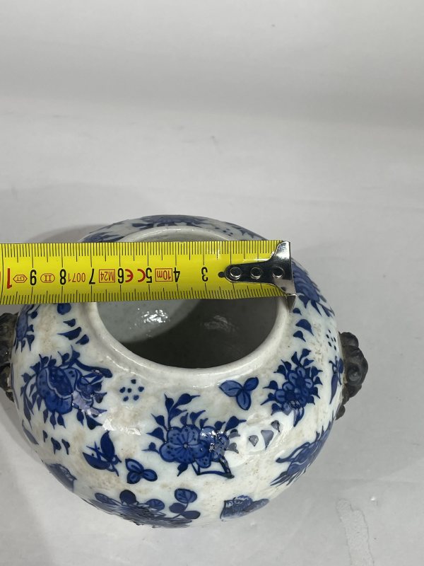 解放后 青花折枝花鸟纹水盂 - 图9