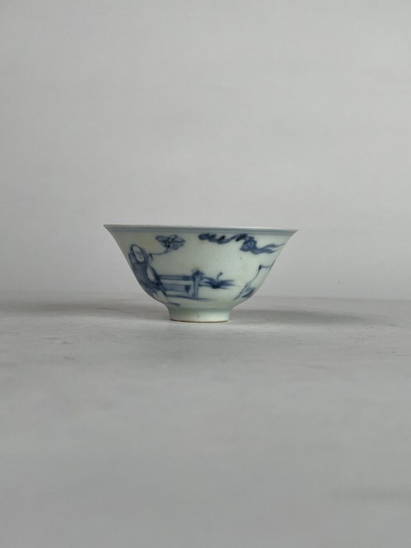 解放后 青花人物纹小杯 - 图4